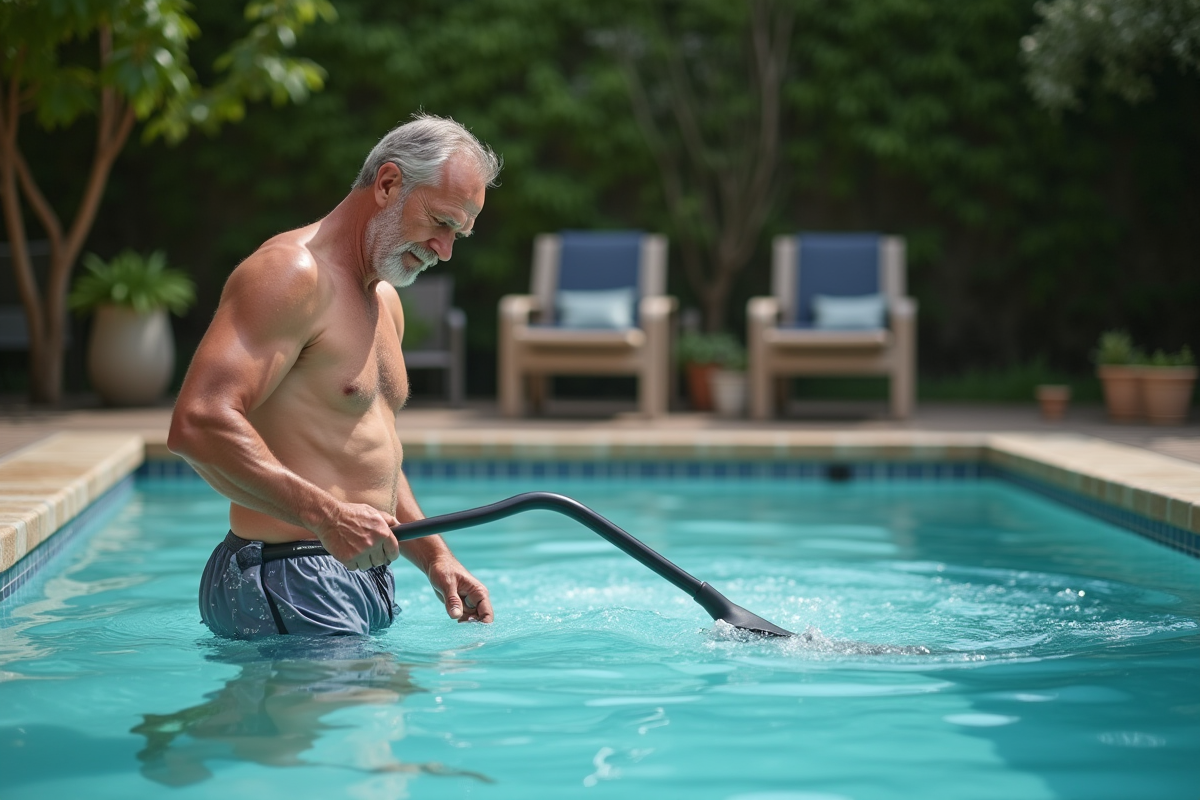 Homme utilisant une épuisette pour agiter l