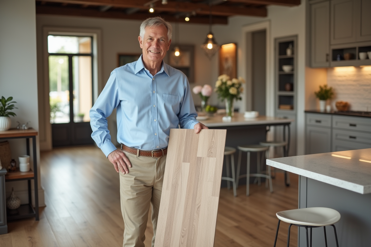Homme examine un échantillon de sol en cuisine