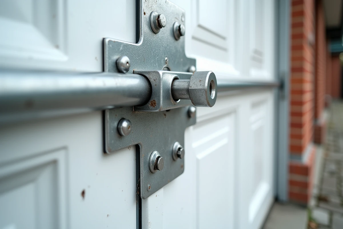 Gros plan sur un système de verrouillage multi-points anti-effraction pour porte de garage